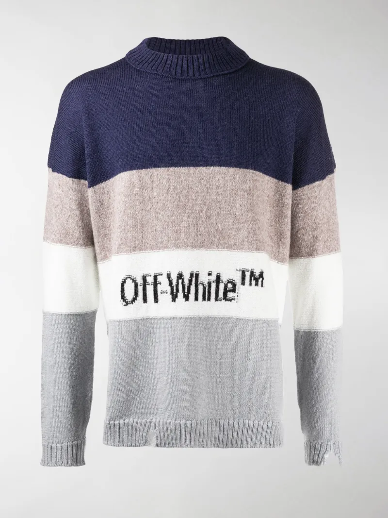 distressed striped jumper