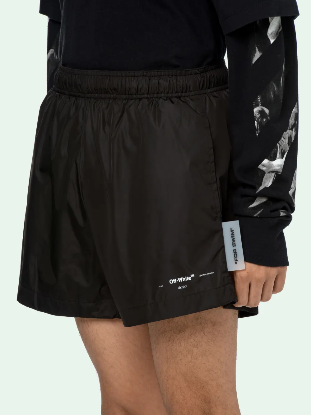 off white logo swim shorts