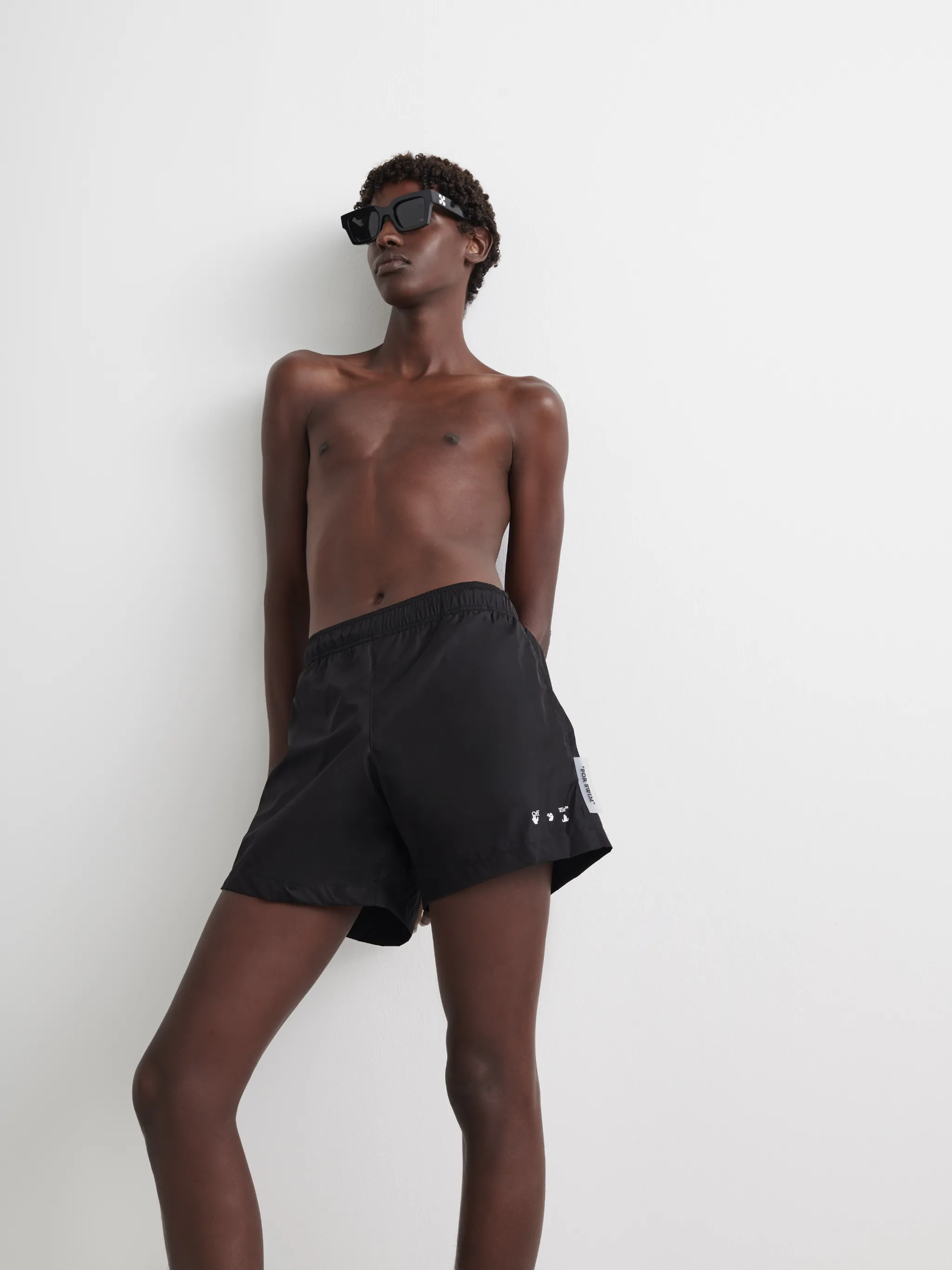 off white logo swim shorts