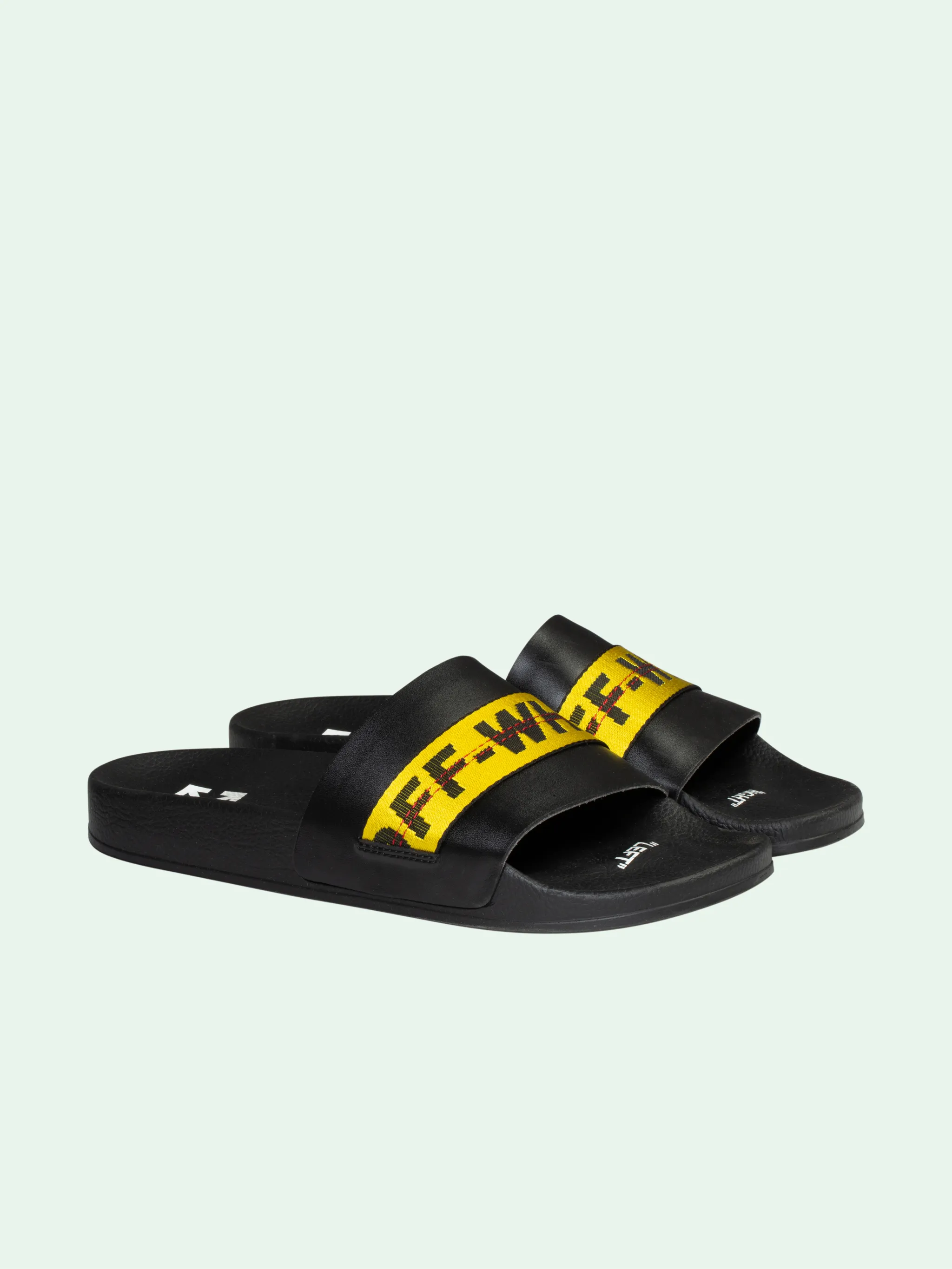 yellow and black off white shoes