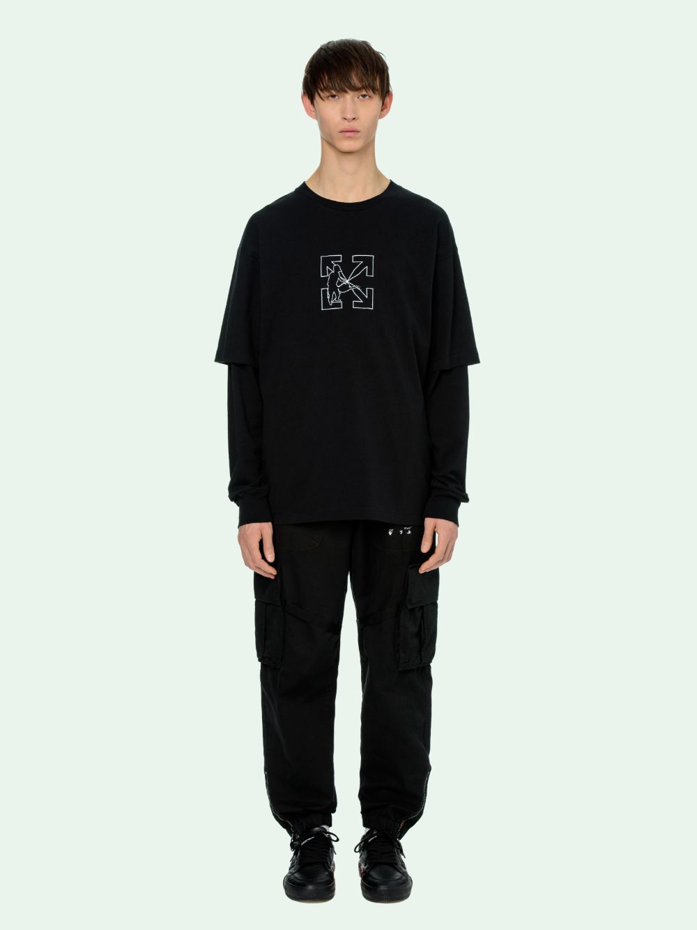 LOGO WORKERS DOUBLE SLEEVE T-SHIRT in black | Off-White™ Official US