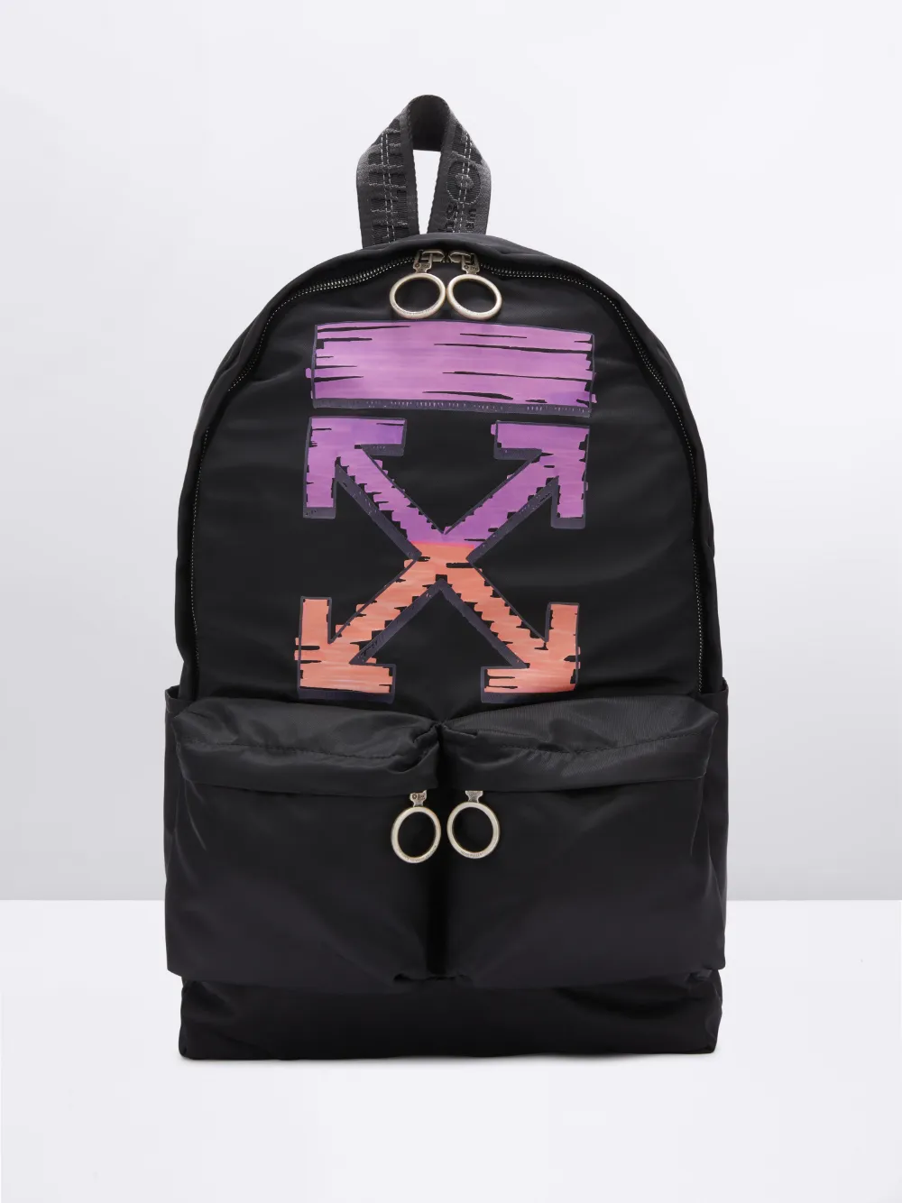 OFF-WHITE Easy Backpack Black White Yellow in Polymide with