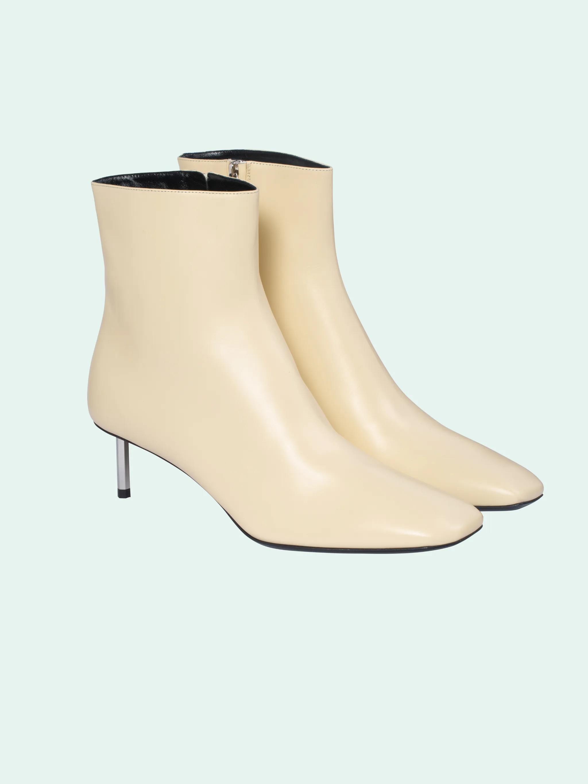 metallic heel ankle boots