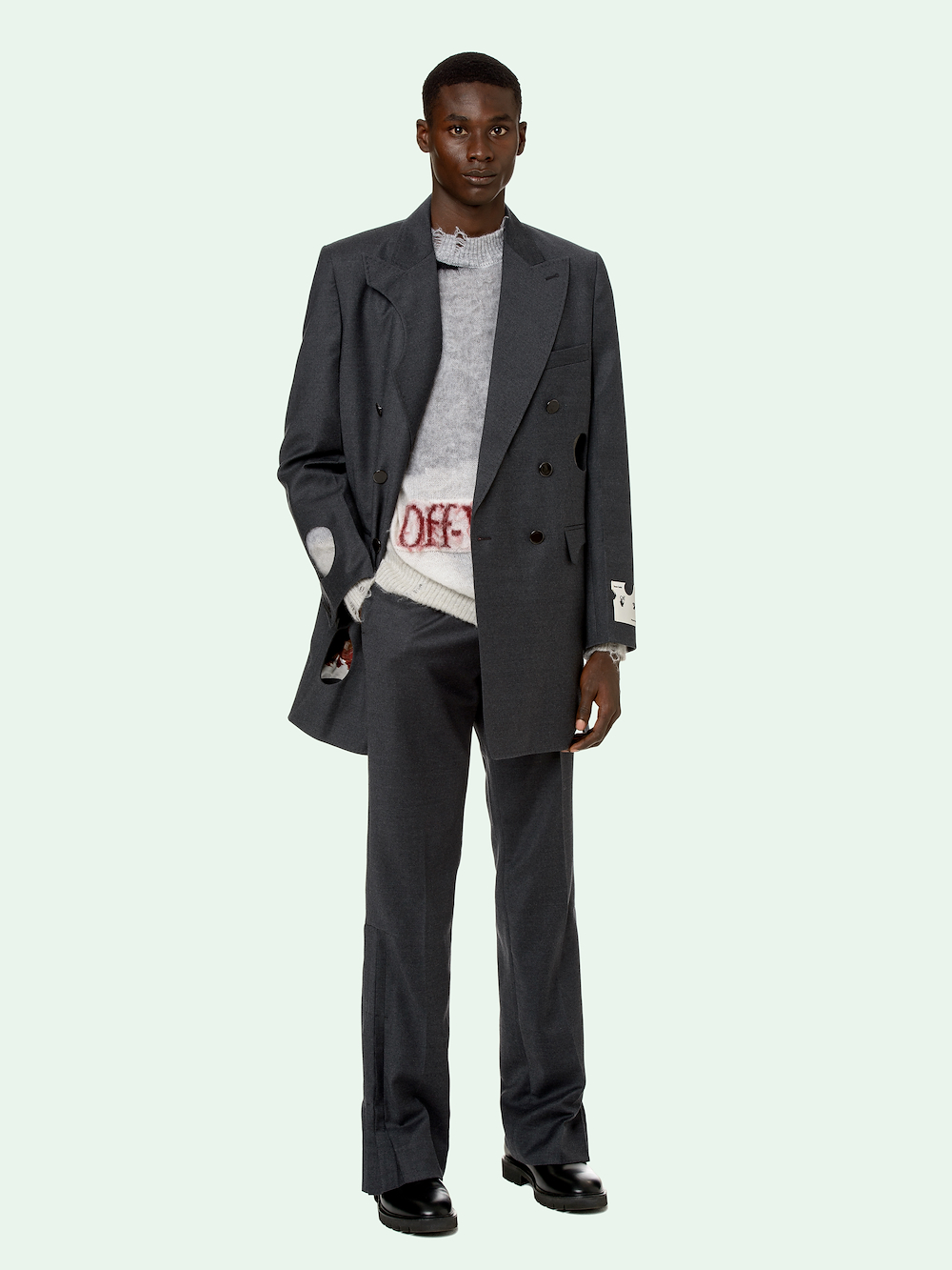 off white blazer grey