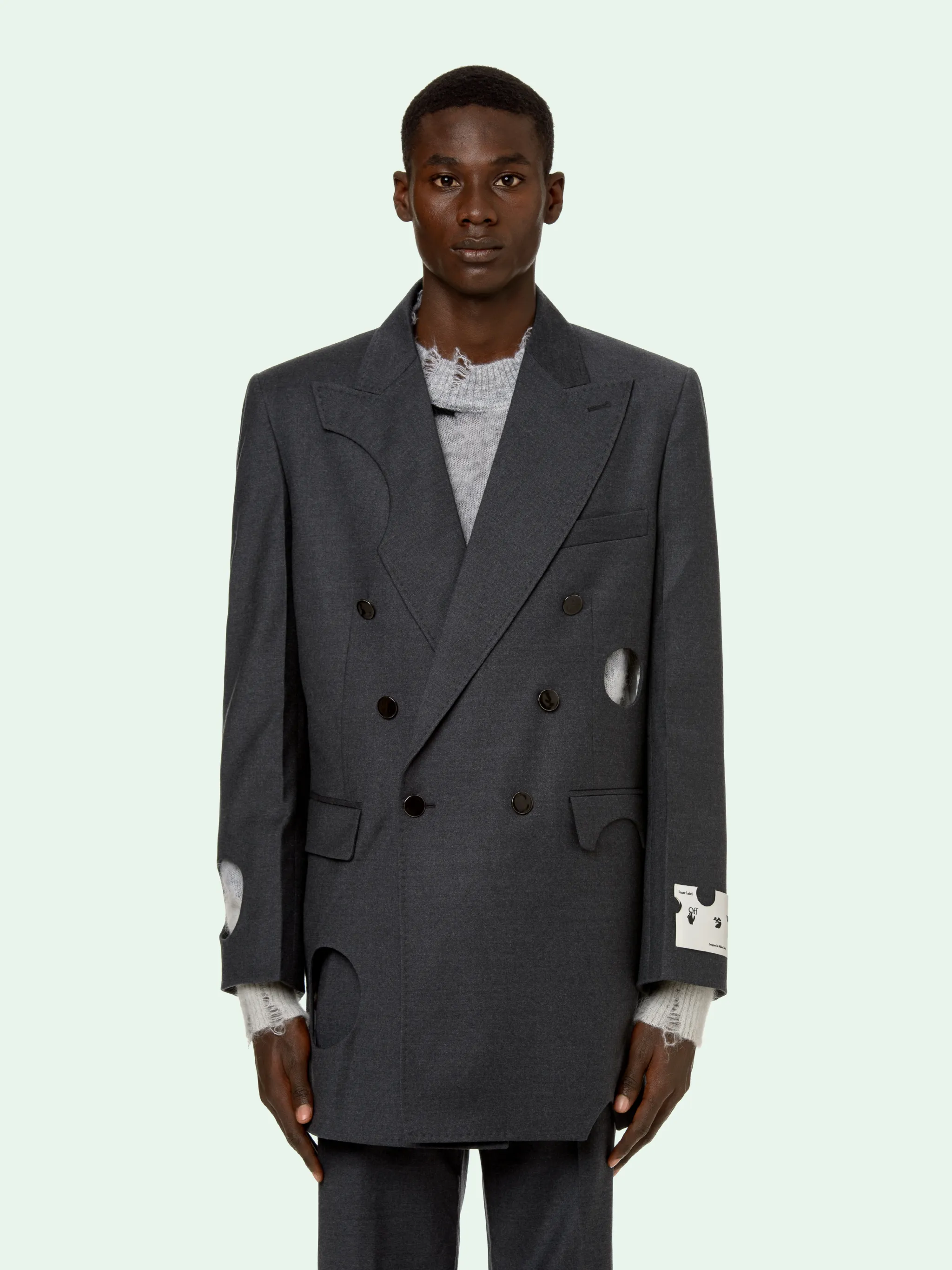 off white double breasted blazer