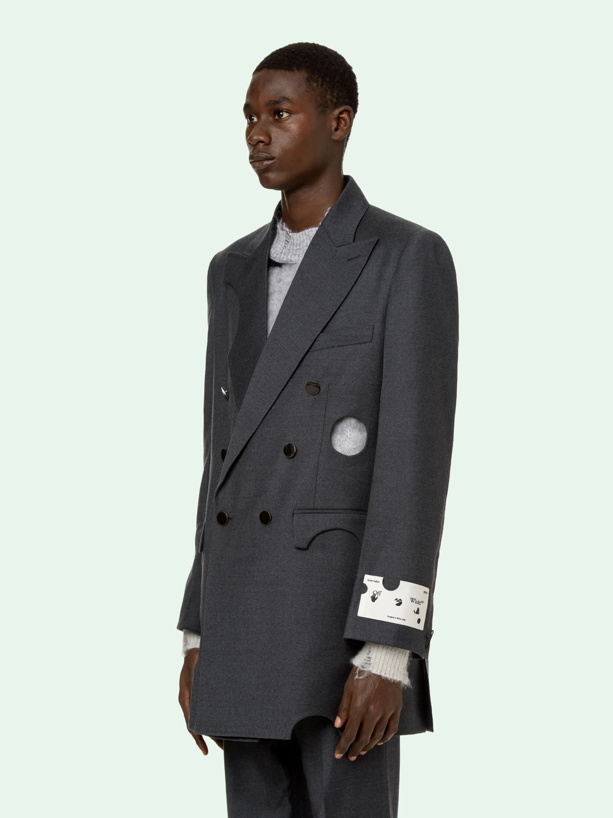 off white double breasted blazer