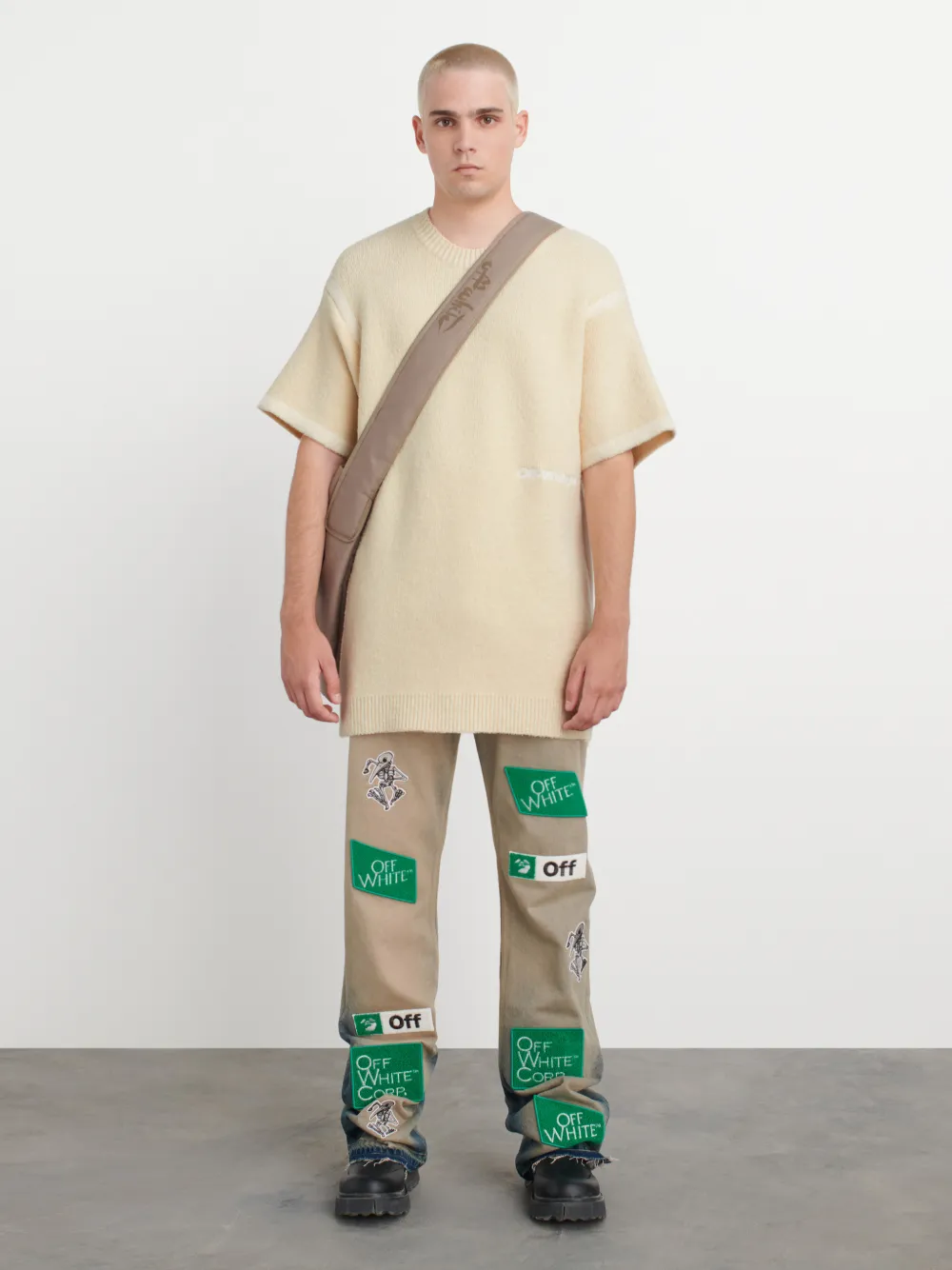 MICRO BOUCLE' KNIT TEE in neutrals | Off-White™ Official GB