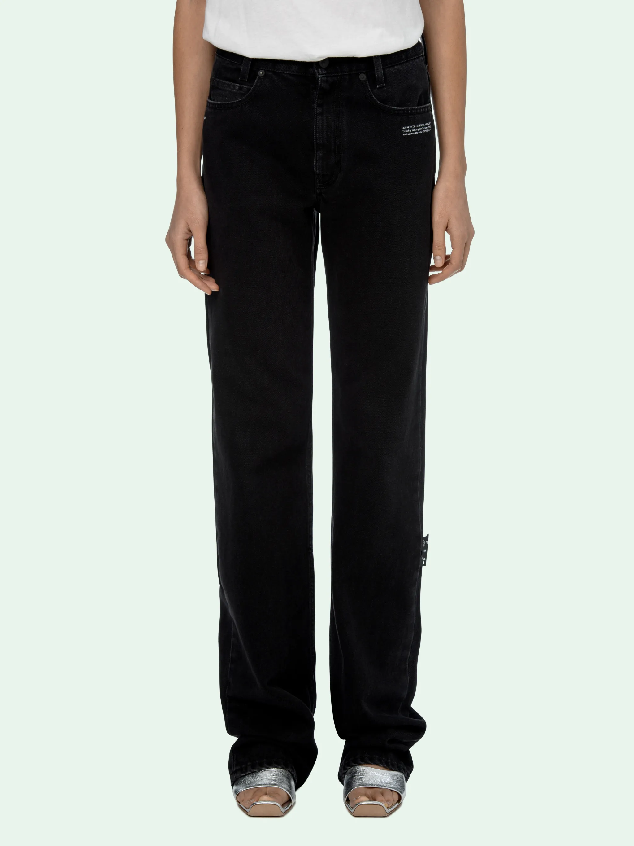 off white straight leg jeans