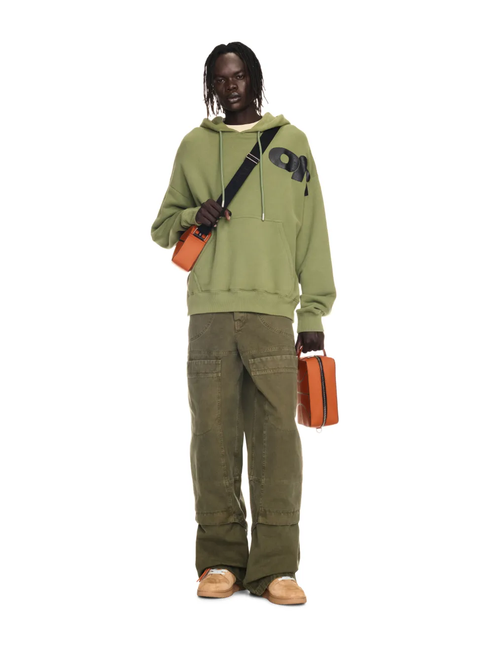 MILITARY GREEN SHARED LOGO SKATE HOODIE on Sale Off White Official US