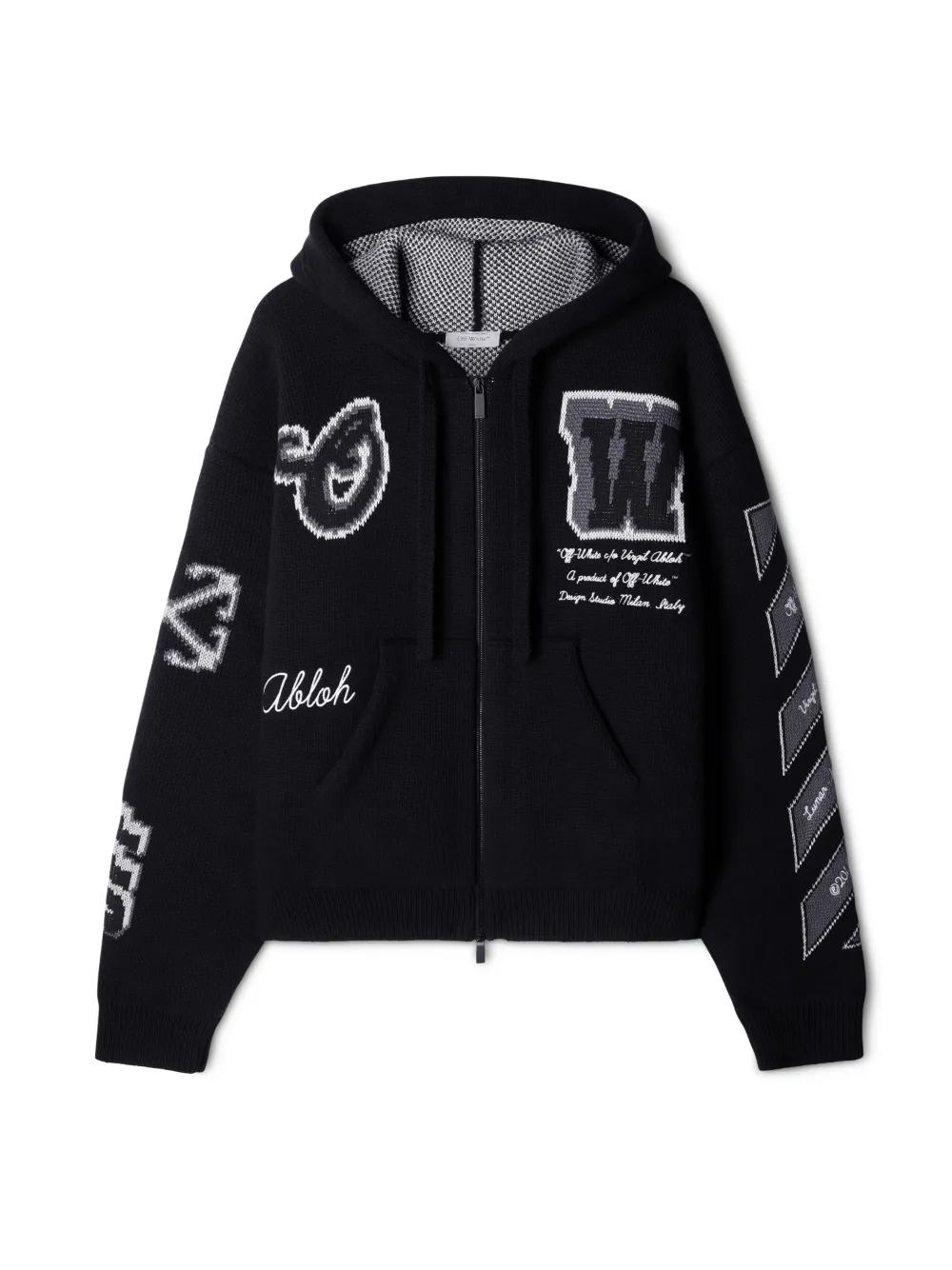 Moon Vars Knit Zip Hoodie in black | Off-White™ Official MD