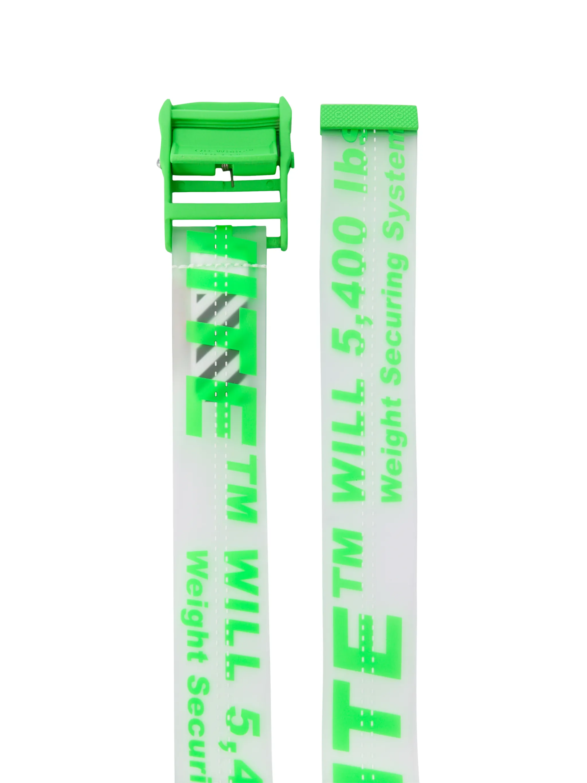 Off White neon green industrial logo rubber belt Eraldo DE