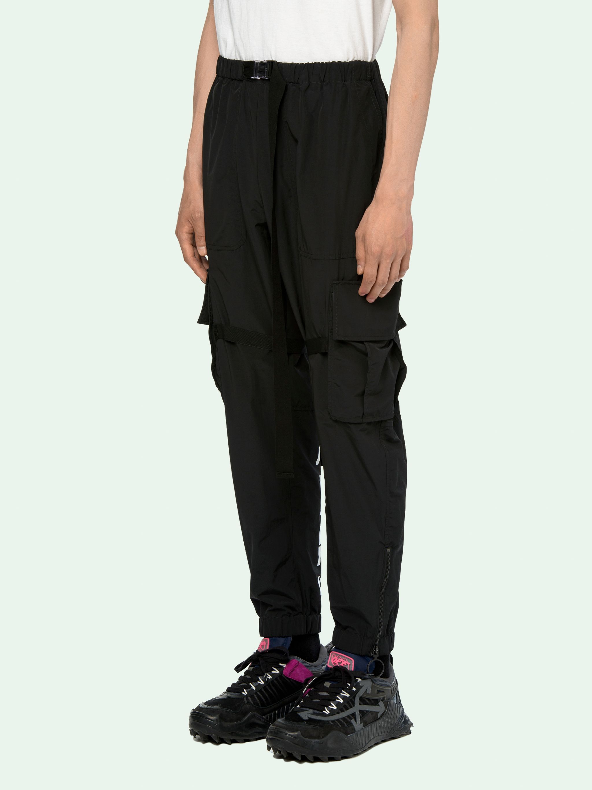 off white nylon mesh pants