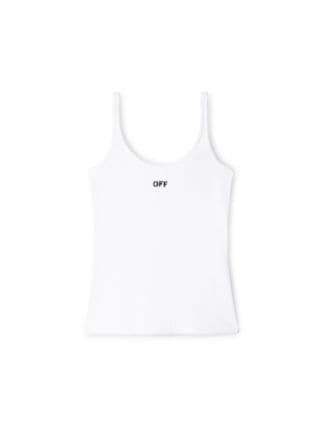Off-white Cotton Rib Tank Top In Marble