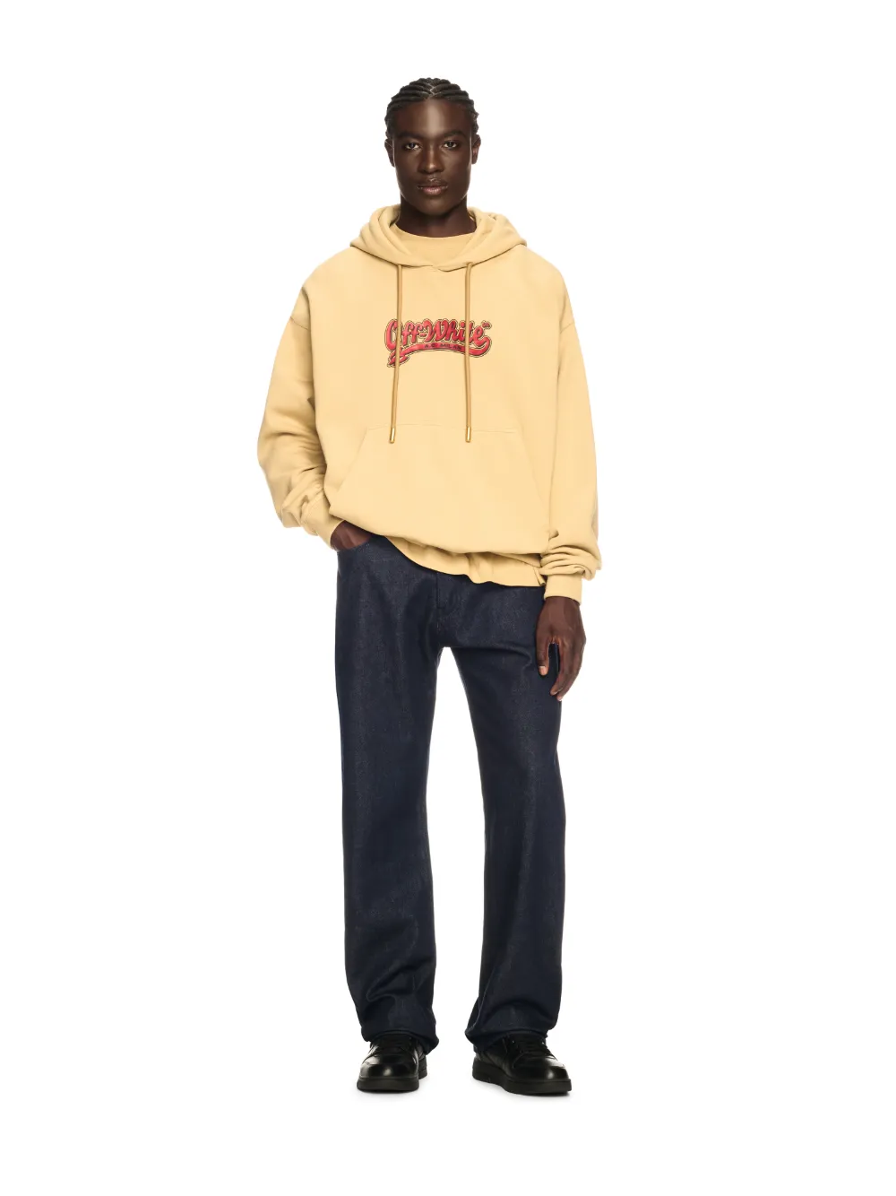 Off-White C/O Ac Milan Gelber Hoodie mit Pfeil