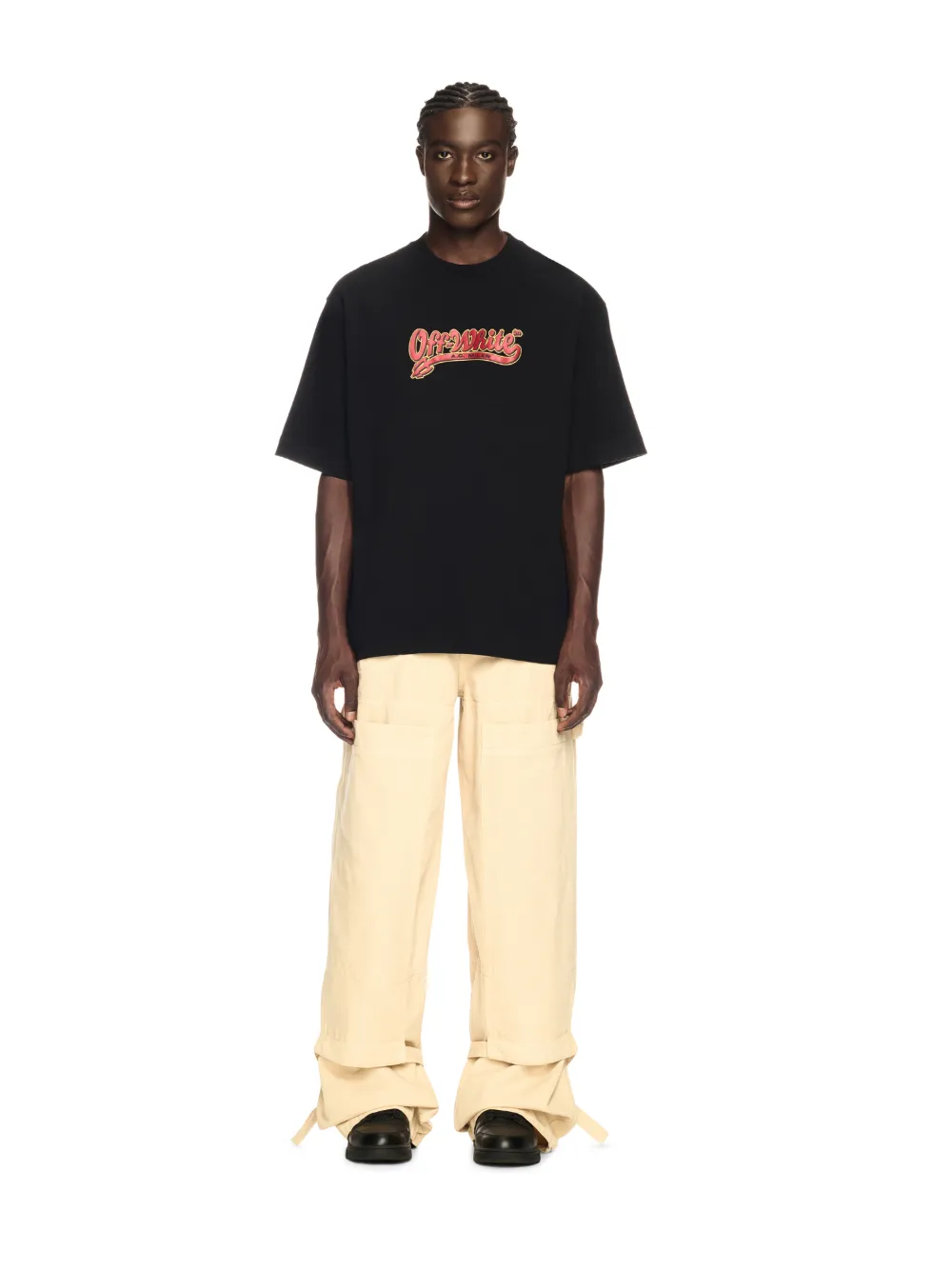 Off-White C/O Ac Milan Schwarzes T-Shirt mit Pfeil