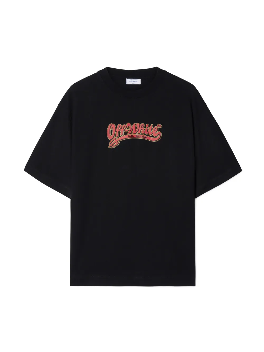 Off-White C/O Ac Milan Schwarzes T-Shirt mit Pfeil