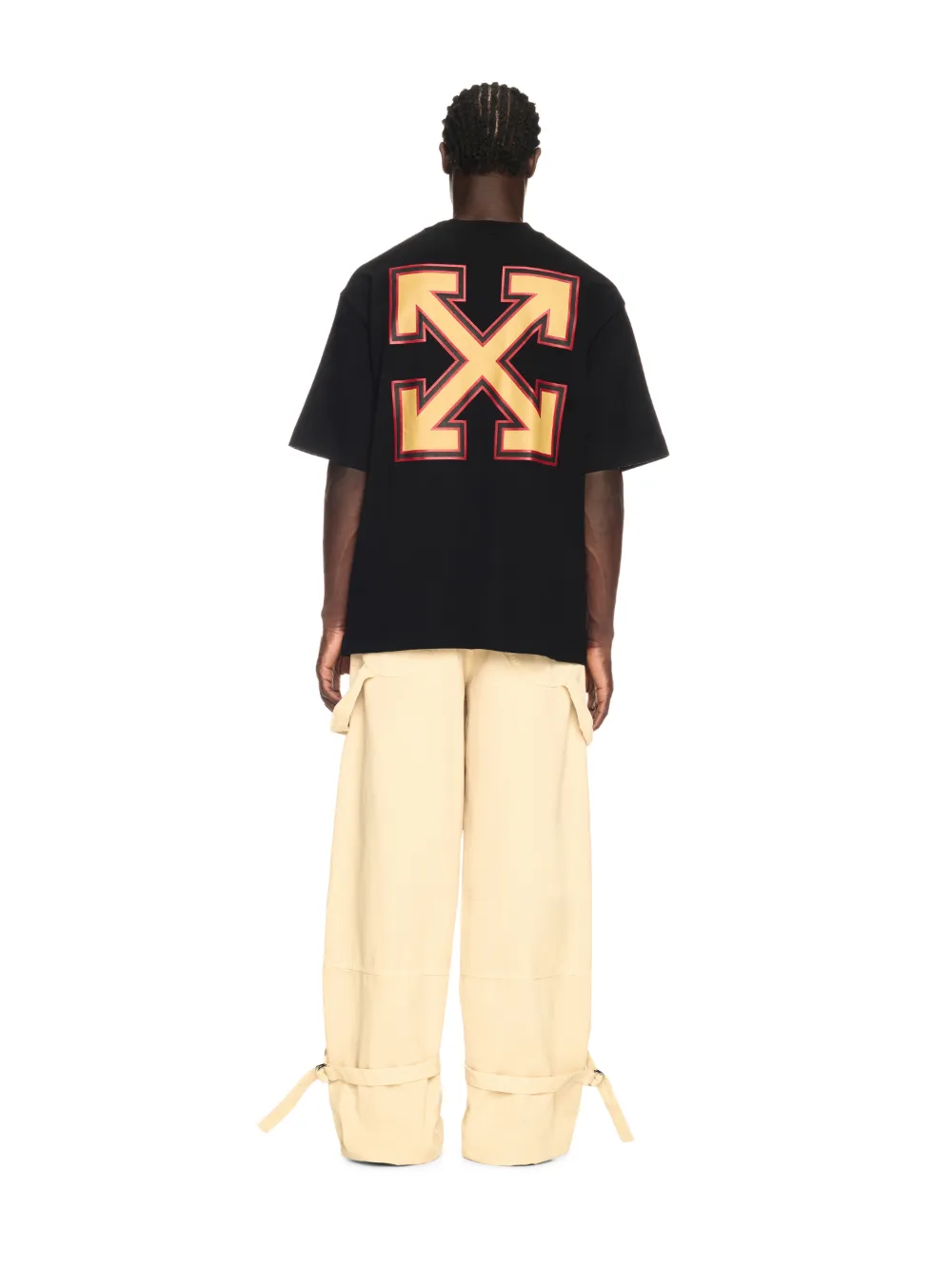 Off-White C/O Ac Milan Schwarzes T-Shirt mit Pfeil