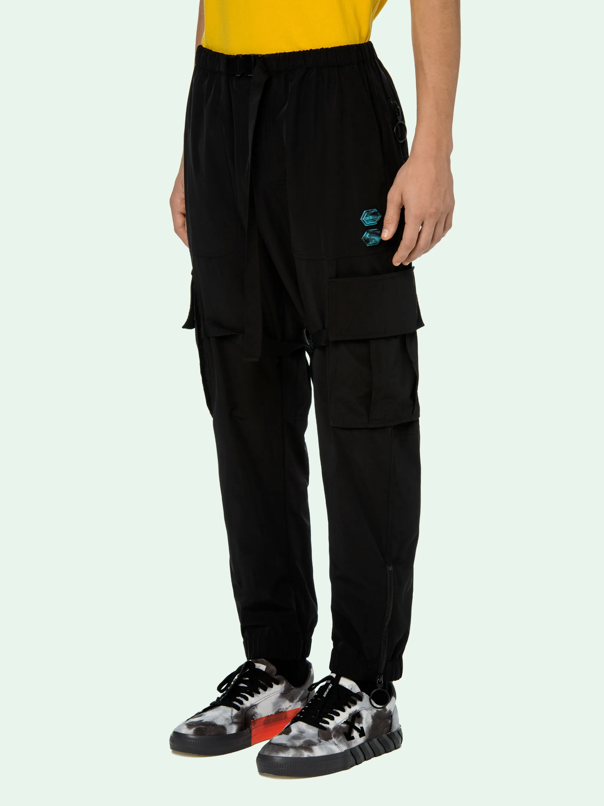 off white nylon cargo pants