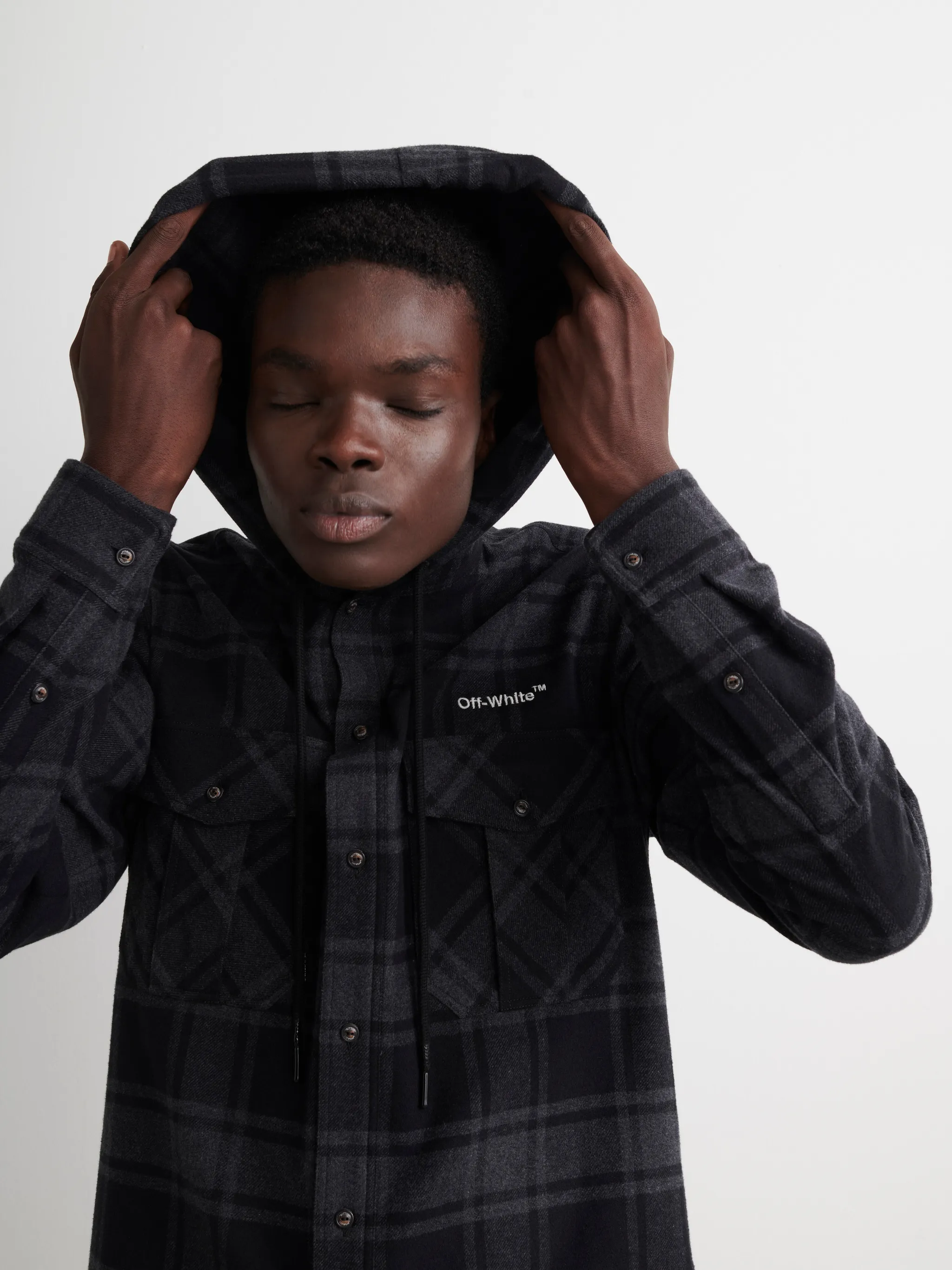 OUTLINE ARR HOODIE FLANNEL SHIRT - Off 