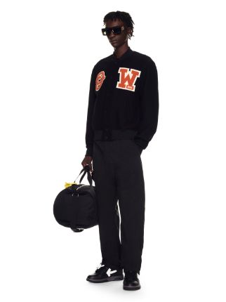 OFF-WHITE Logo Patch Varsity Jacket Black/Orange Men's - SS22 - US