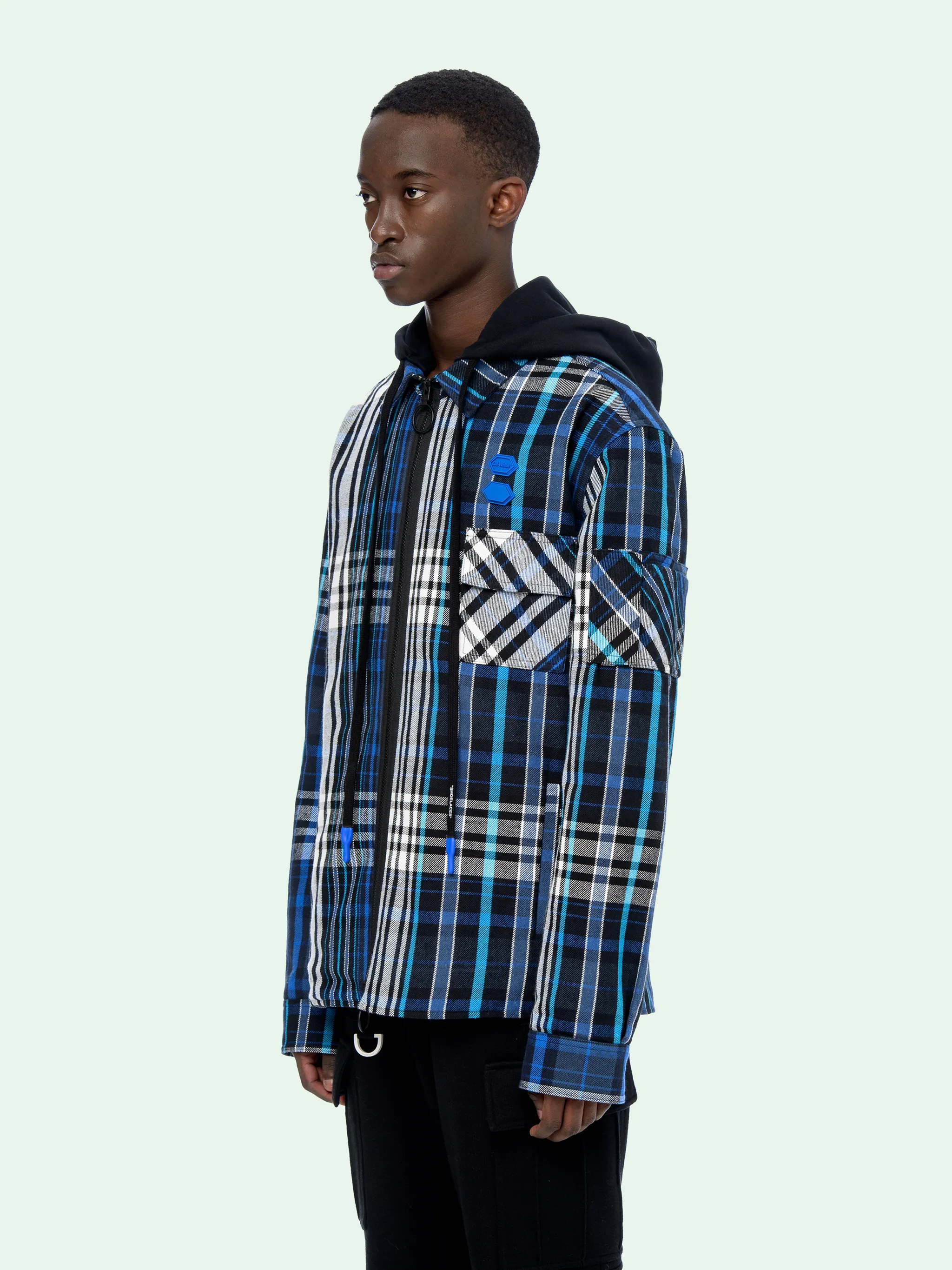off white flannel blue