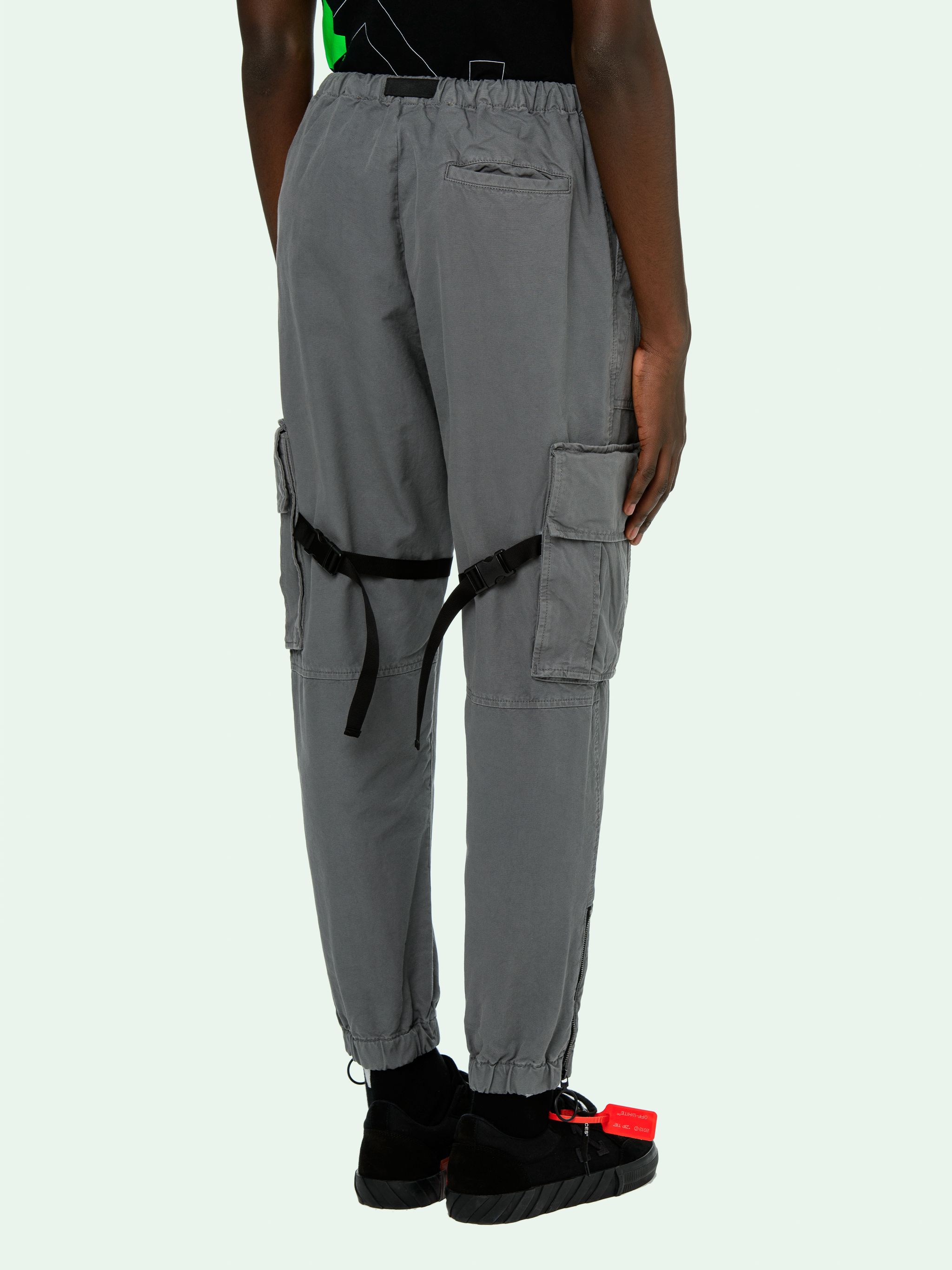 white parachute cargo pants