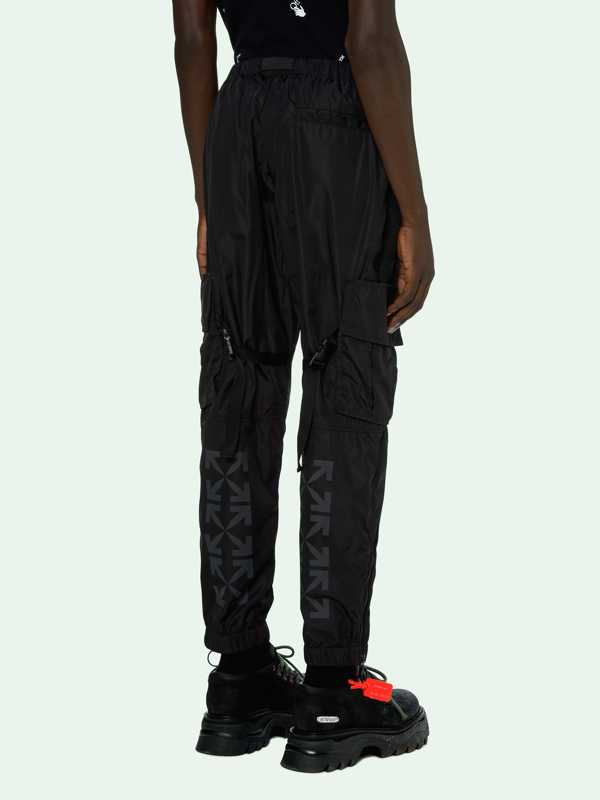 white parachute cargo pants