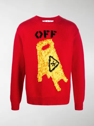 off white jumper red
