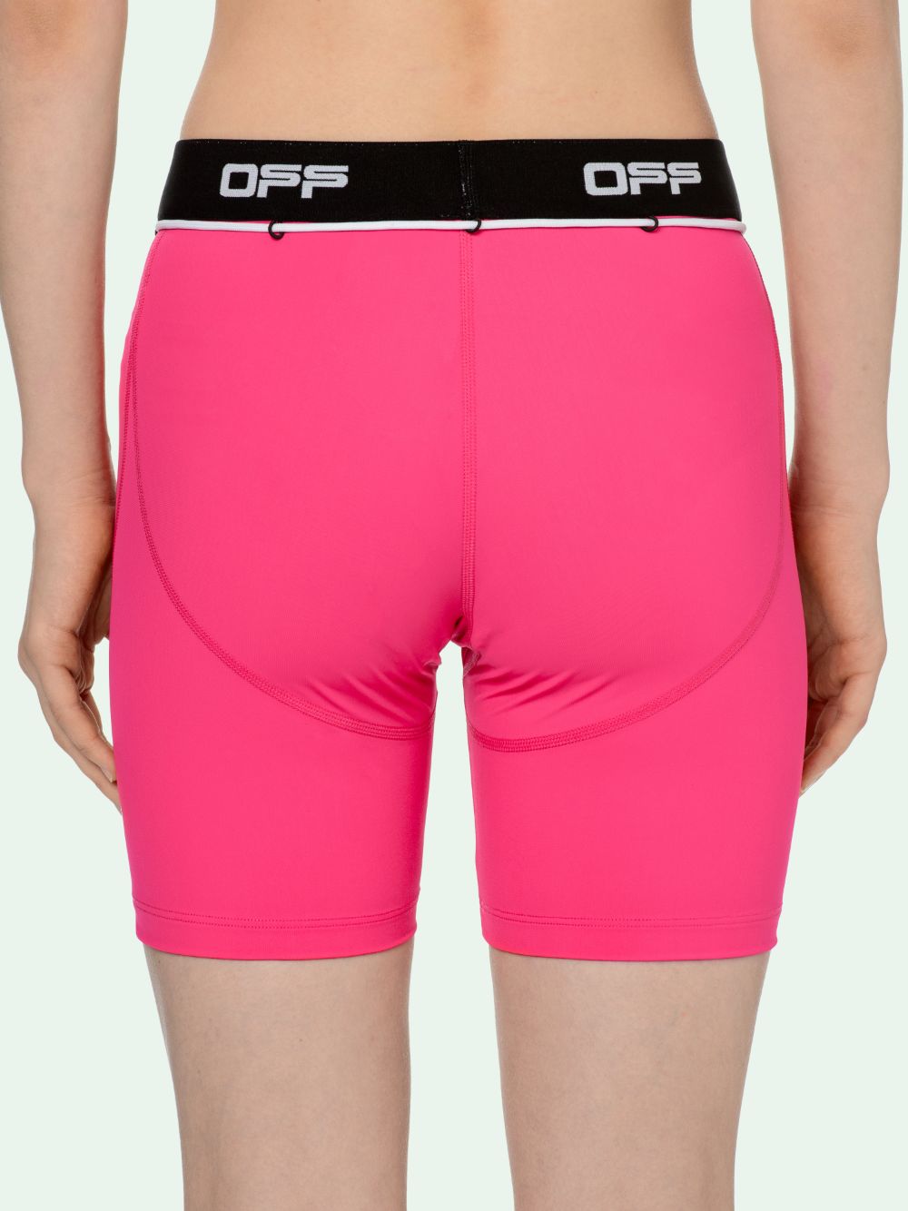 pink off white biker shorts