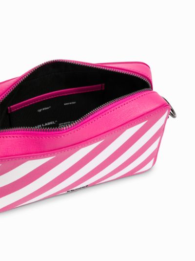 pink leather diagonal striped belt bag, Off-White