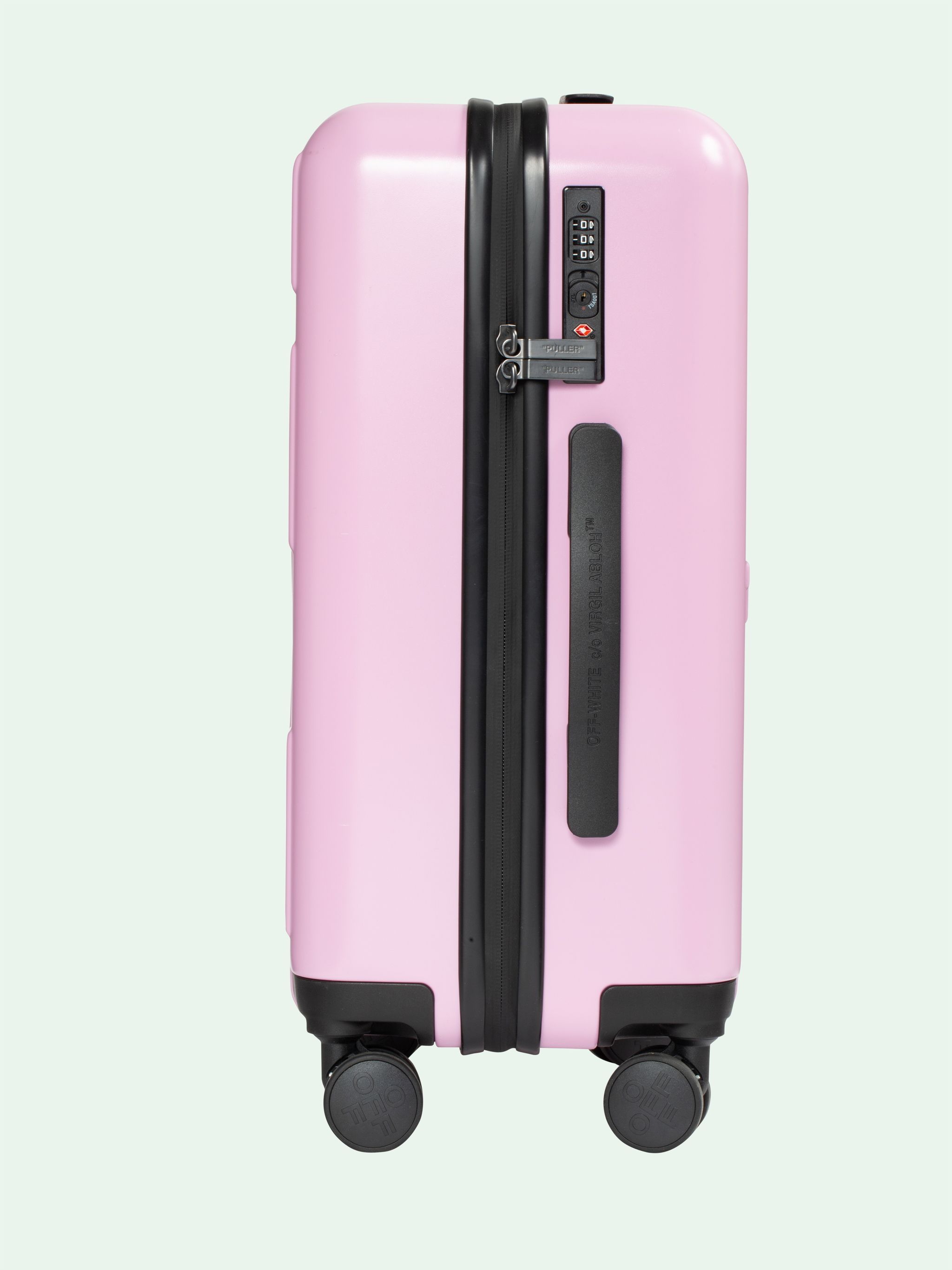 pink plastic suitcase