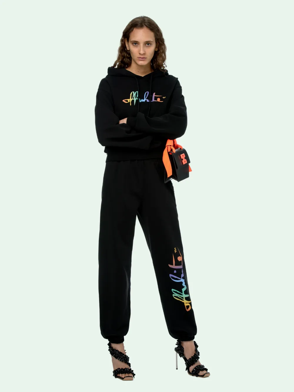 Off white rainbow hoodie sale