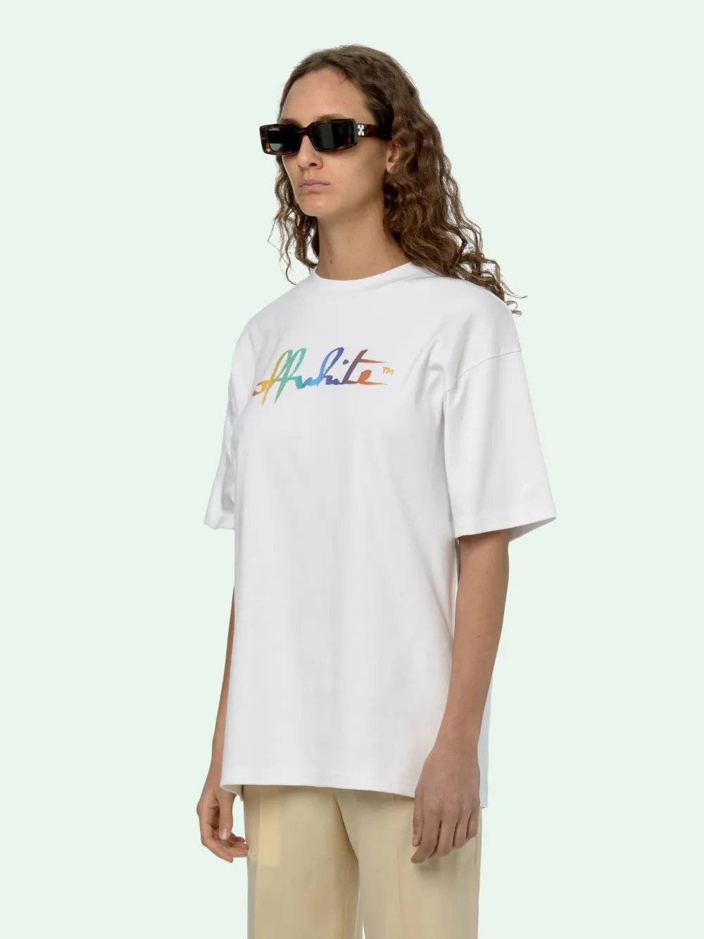 off white rainbow tee