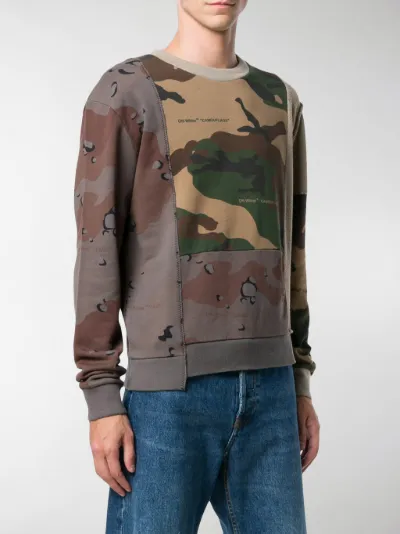 off white reconstructed camouflage sweatshirt