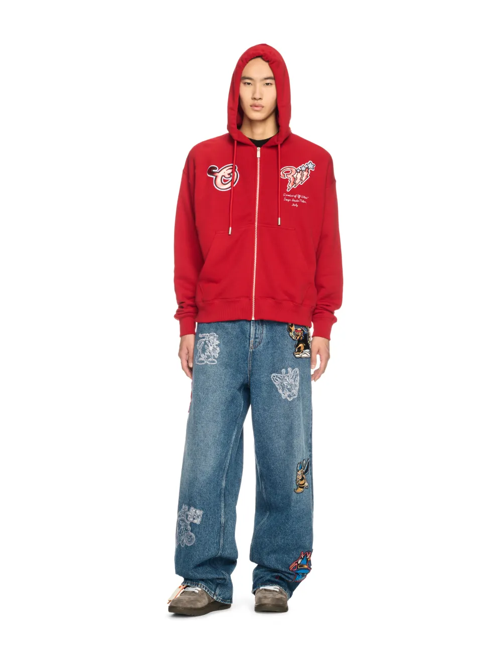 RED SCORPION PATCH ZIP SKATE HOODIE on Sale Off White Official JP