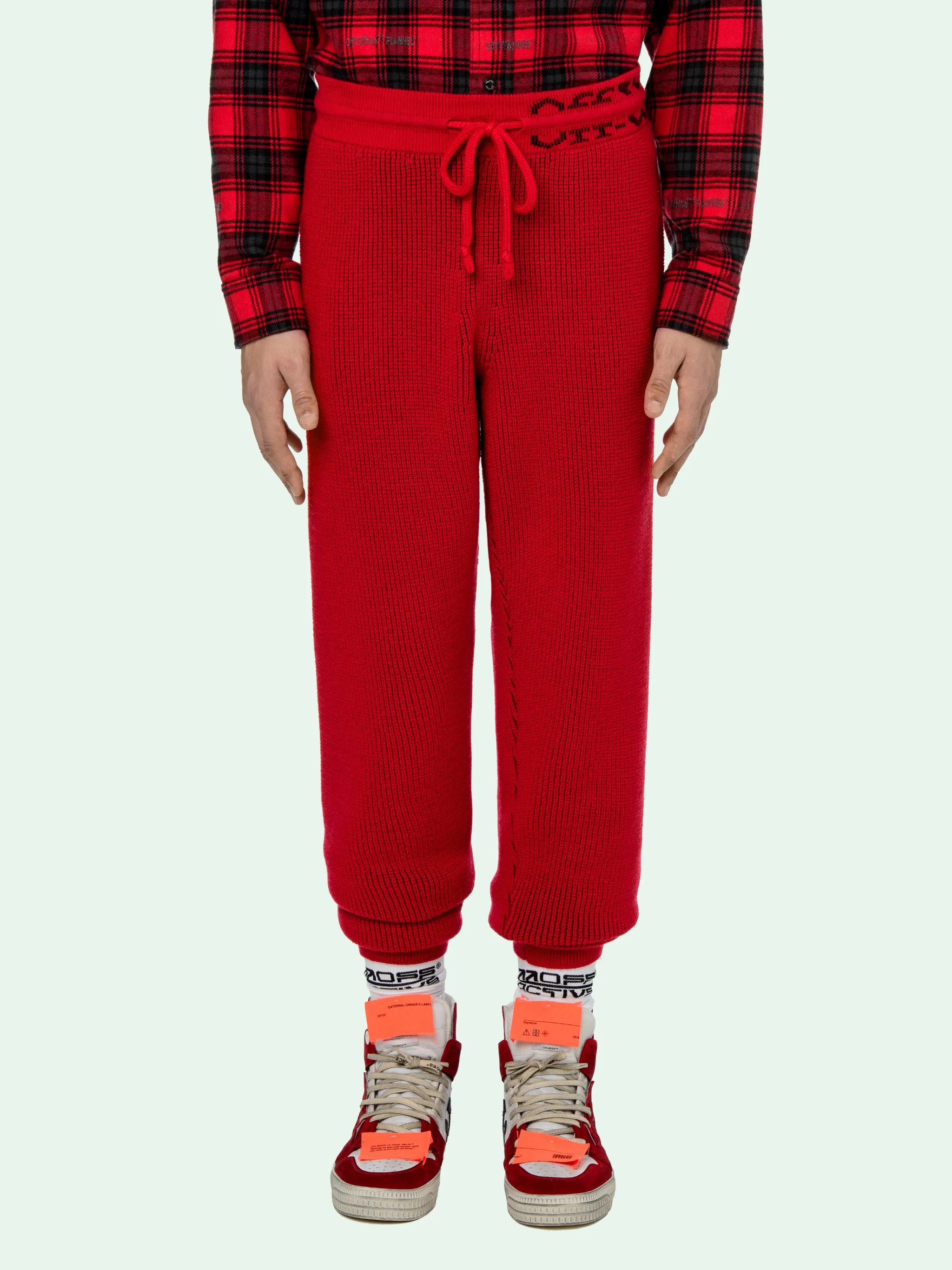 off white red pants