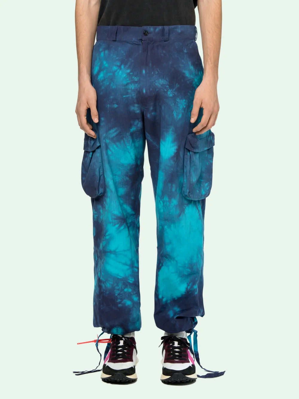 off white cargo pants blue