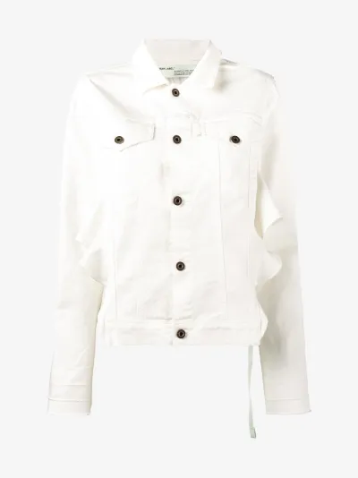 white ruffle denim jacket