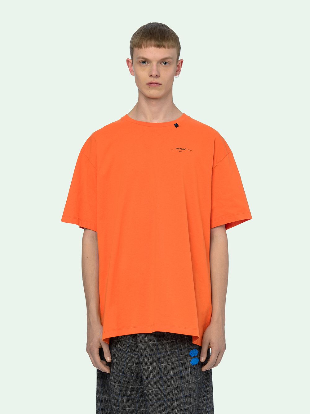 orange and black off white shirt