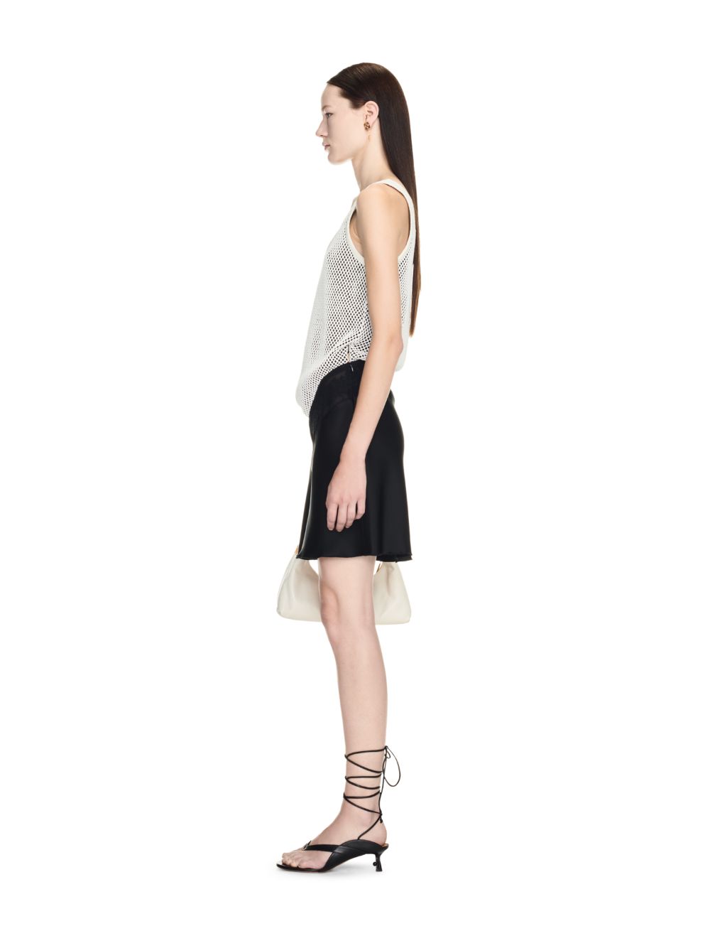 SATIN NET LACE SHORT TANK DRESS in black | Off-White™ Official US