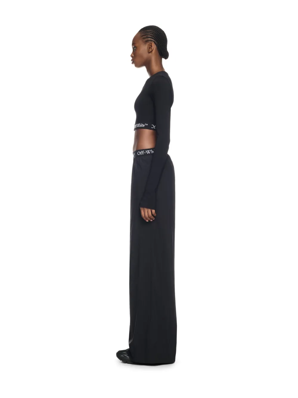 SCHWARZE NYLON-HOSE MIT LOGO-BAND