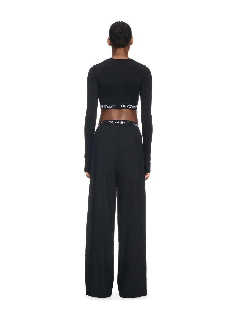 SCHWARZE NYLON-HOSE MIT LOGO-BAND
