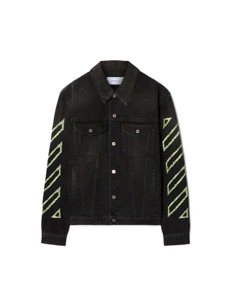 SCHWARZE OUTLINE DENIMJACKE MIT PFEIL