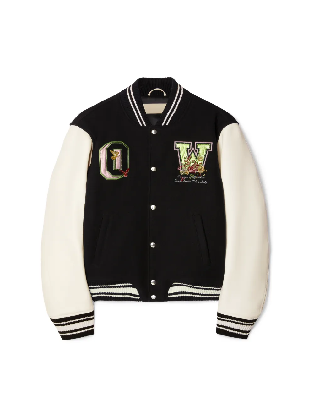 Schwarzer Collegejacke mit Blumen
