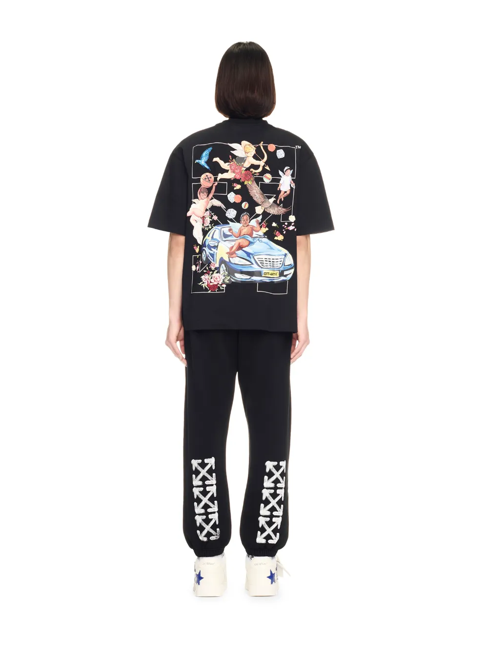 Schwarzes T-Shirt mit Fresken-Pfeil-Motiv