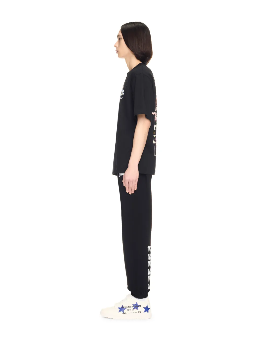 Schwarzes T-Shirt mit Fresken-Pfeil-Motiv