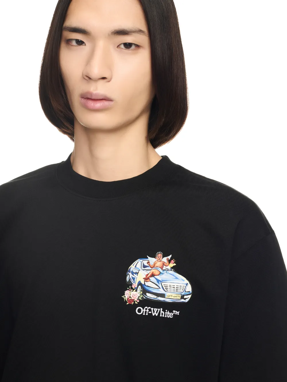 Schwarzes T-Shirt mit Fresken-Pfeil-Motiv