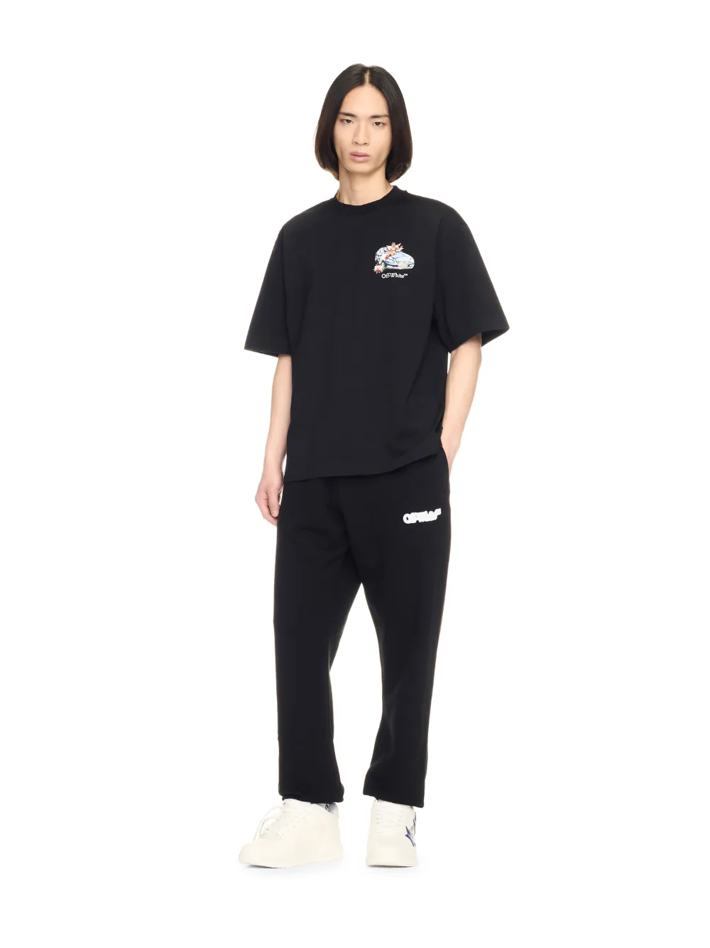Schwarzes T-Shirt mit Fresken-Pfeil-Motiv