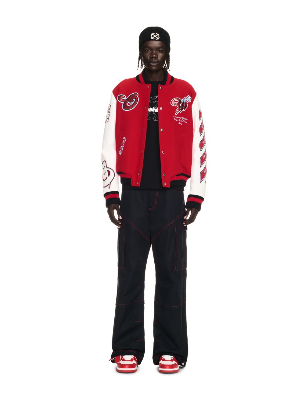 Off White Varsity Bomber Jacket Red