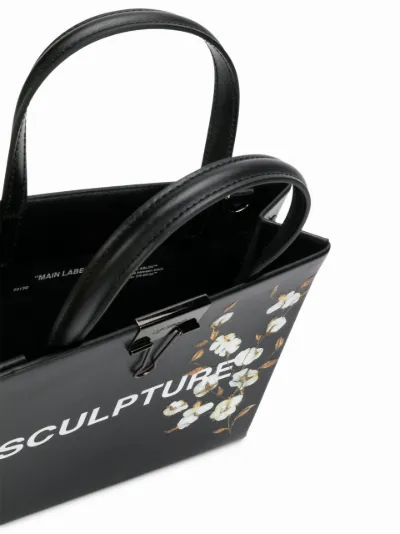 Totes bags Off-White - Sculpture floral print black leather bag -  OWNA059R197790851001